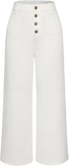 Belle Poque Women's Wide Leg Jeans High Waisted Stretchy Straight Leg Button Fly Denim Pants Trousers with Pockets