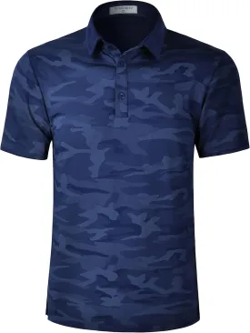 Derminpro Mens Camo Golf Shirts Moisture Wicking Short/Long Sleeve Dry Fit Golf Polos