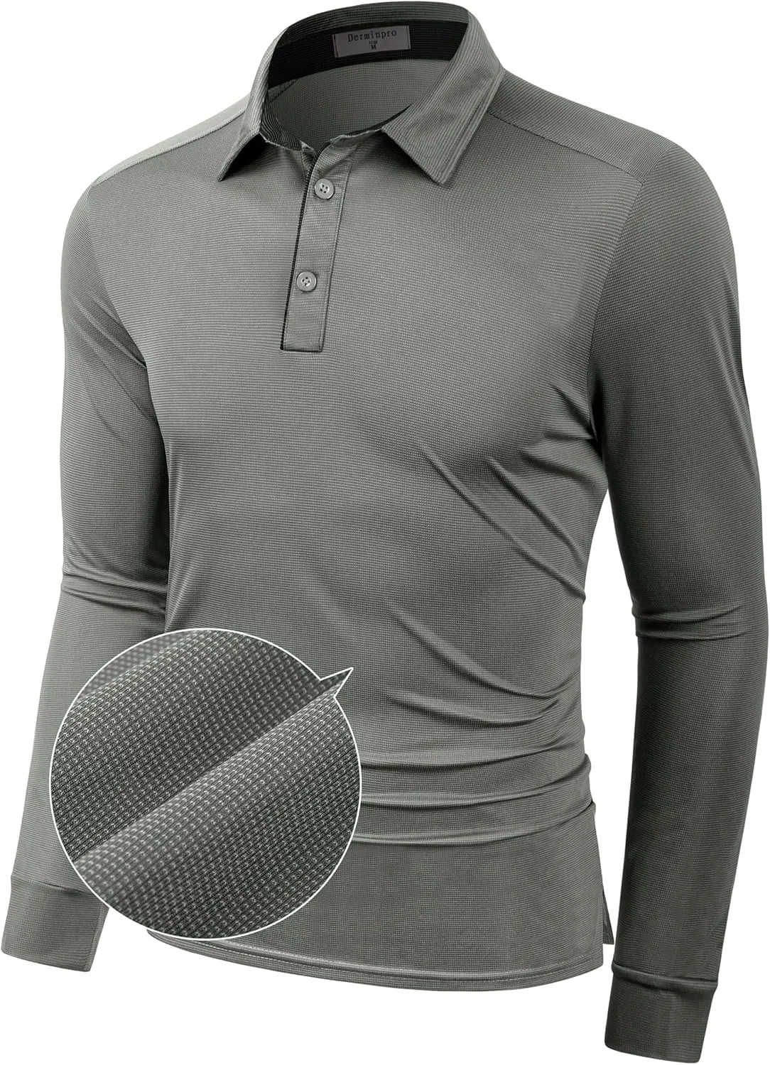 Derminpro Mens Polo Shirts Long Sleeve Quick Dry Athletic Golf T-Shirts