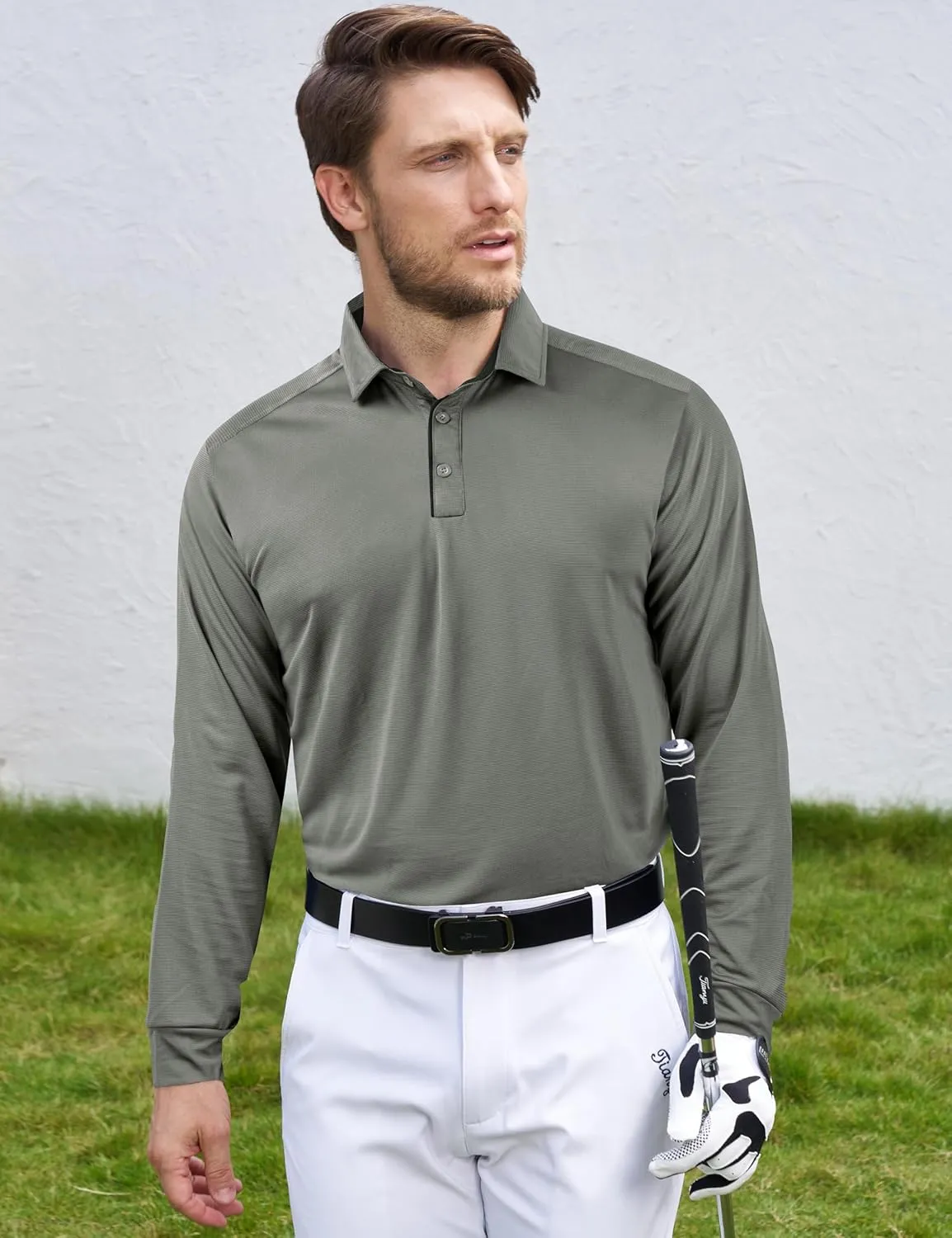 Derminpro Mens Polo Shirts Long Sleeve Quick Dry Athletic Golf T-Shirts