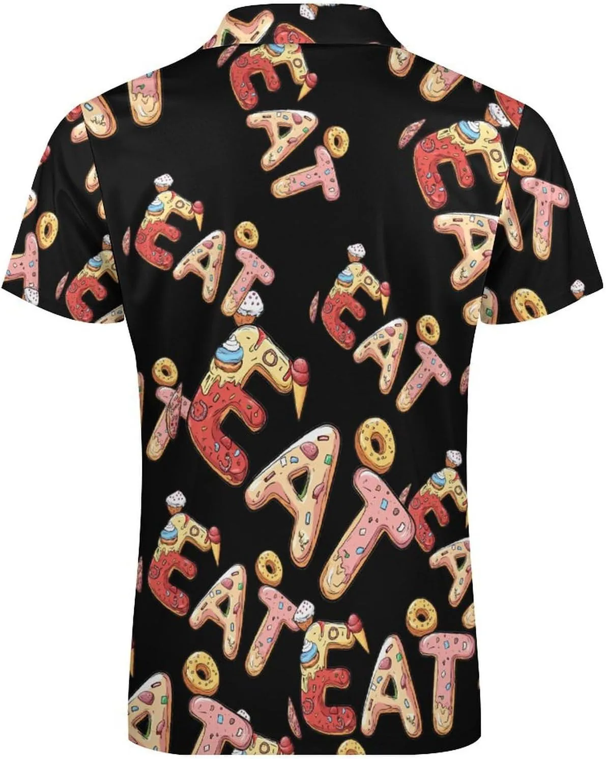 EAT Foodie Trendy Polo Shirts for Men Short Sleeve Lapel Collar Zipper T-Shirts Outdoor Sports