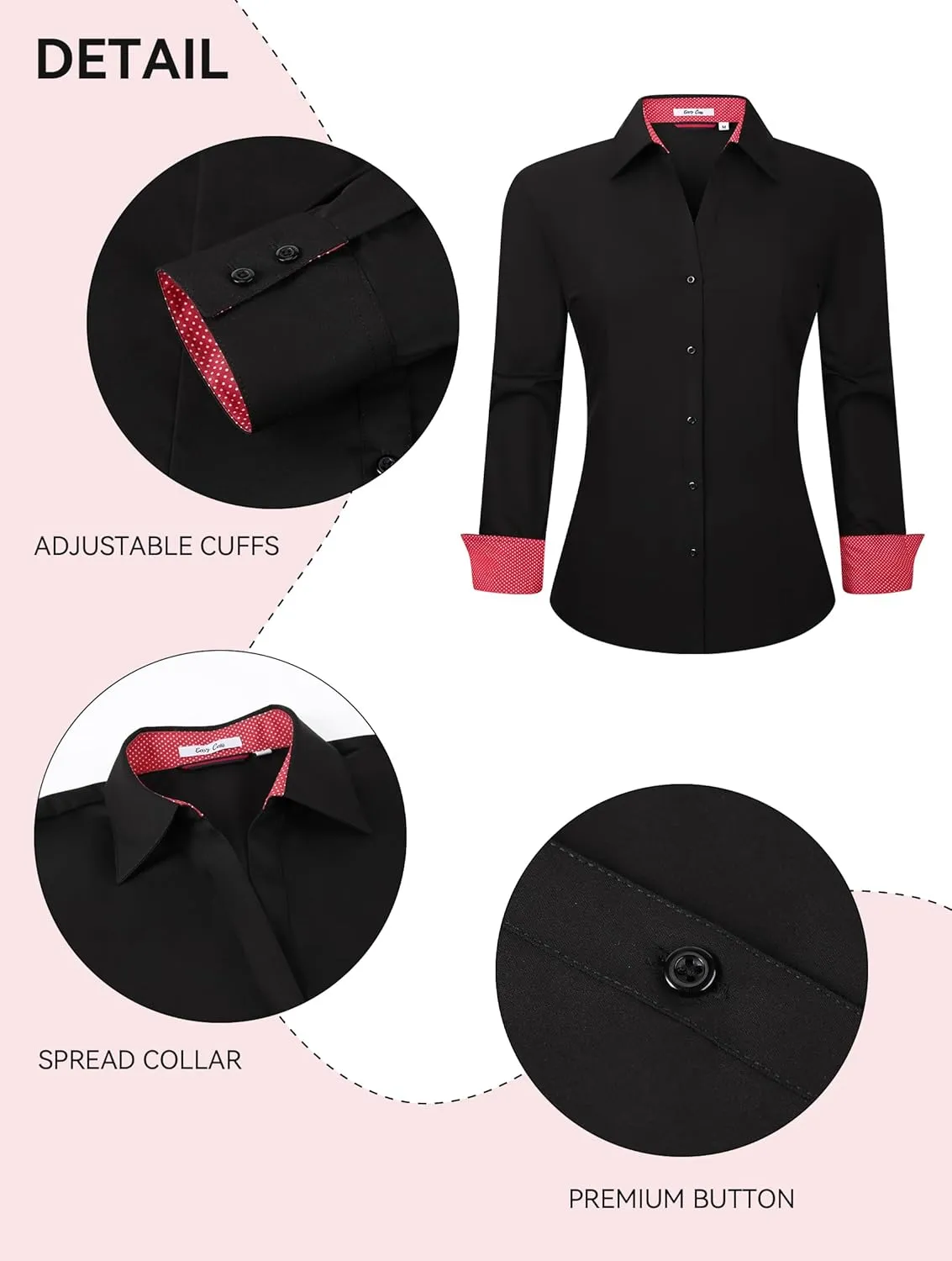 Esabel.C Womens Button Down Shirts Long Sleeve Regular Fit Stretch Work Blouse