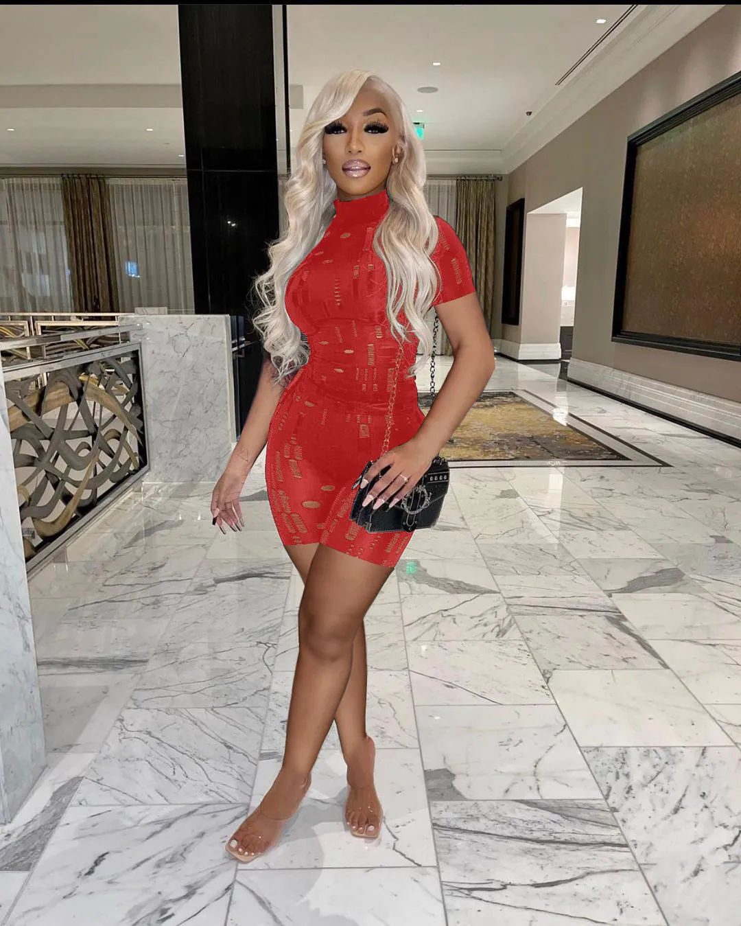 Fashion Ripped Short Sleeve Shorts Two Piece Set（AY1804）