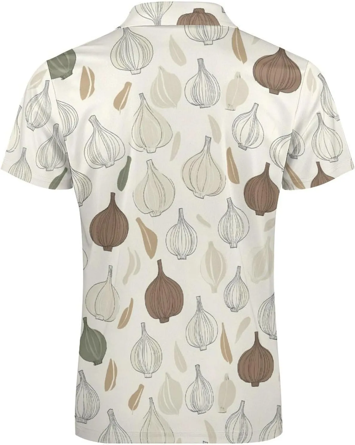 Garlic Pattern Trendy Polo Shirts for Men Short Sleeve Lapel Collar Zipper T-Shirts Outdoor Sports