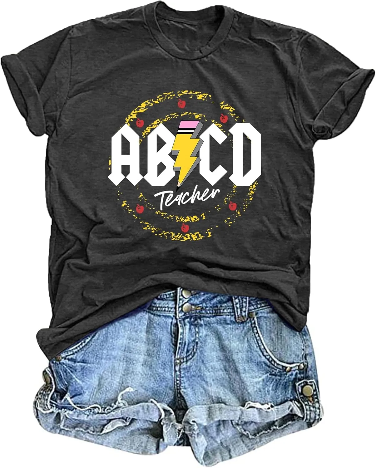 LHBNK Teacher Shirts Women ABCD Teacher Tshirt Teacher Life Shirt Tops Back to School Gifts Casual Summer Tops