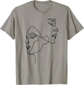 Minimalist Faces Abstract Top Line Art Drawing Aesthetic T-Shirt