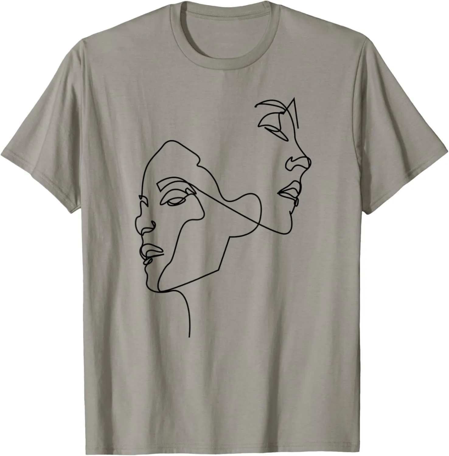 Minimalist Faces Abstract Top Line Art Drawing Aesthetic T-Shirt