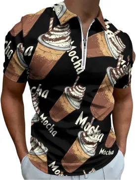 Mocha Trendy Polo Shirts for Men Short Sleeve Lapel Collar Zipper T-Shirts Outdoor Sports 6XL