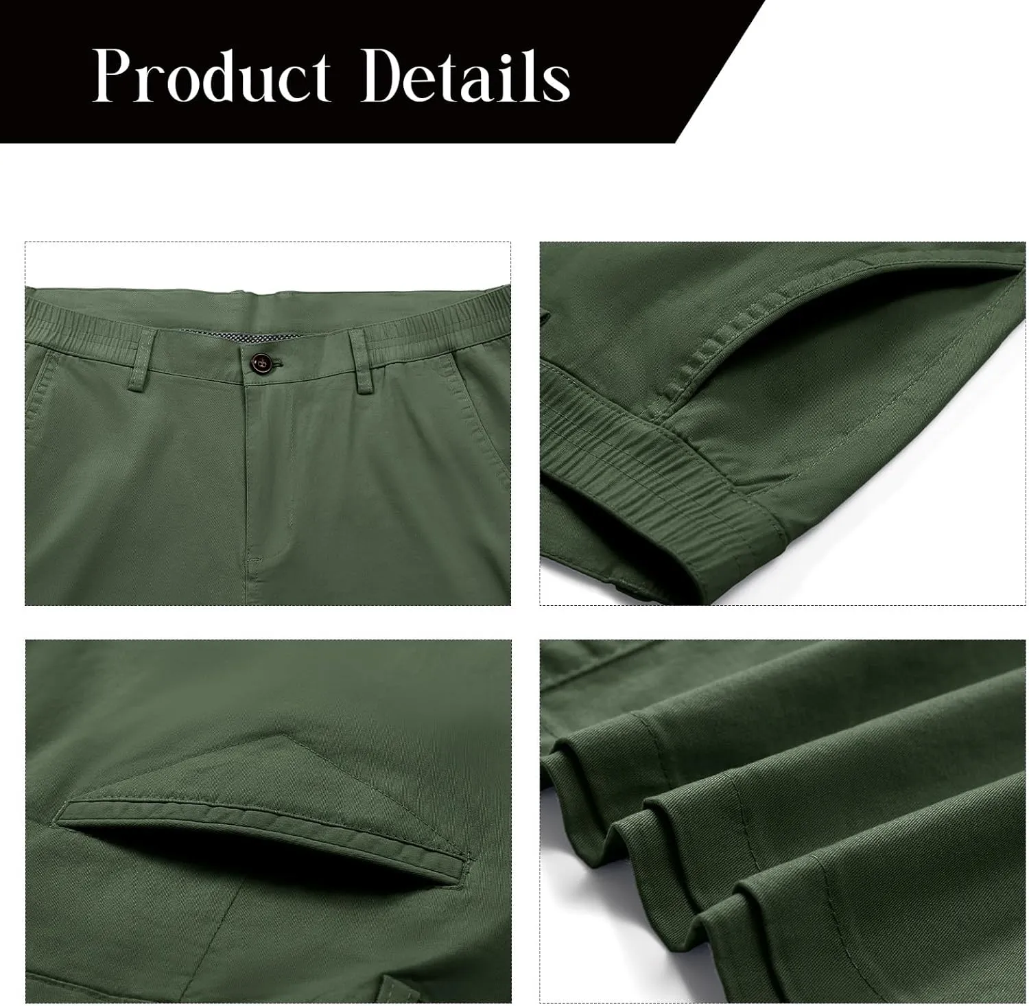 Oymyakon Men's Stretch Chino Short Slim Fit 10" Inseam Flat Front Shorts Summer Cotton Casual Shorts with Pocket