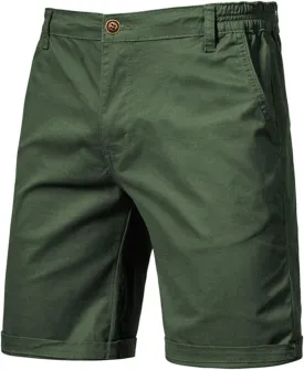 Oymyakon Men's Stretch Chino Short Slim Fit 10" Inseam Flat Front Shorts Summer Cotton Casual Shorts with Pocket