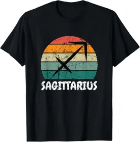 Sagittarius Retro Sunset Astrological Astrology Zodiac Sign T-Shirt