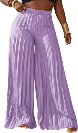 SOLY HUX Women's Wide Leg Palazzo Pleated Pants High Waisted Flowy Loose Dressy Casual Long Trousers