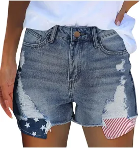 Stretchy Jean Shorts for Women High Waist Summer Beach Bermuda Shorts Casual Trendy Ripped Loose Fit Hot Denim Shorts