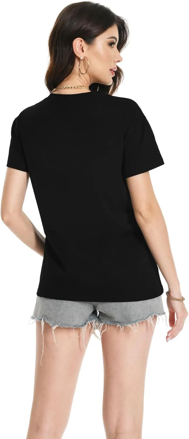 T Shirts for Women Crewneck Short Sleeve Loose Fit Casual Cute Tee Tunic Blouse