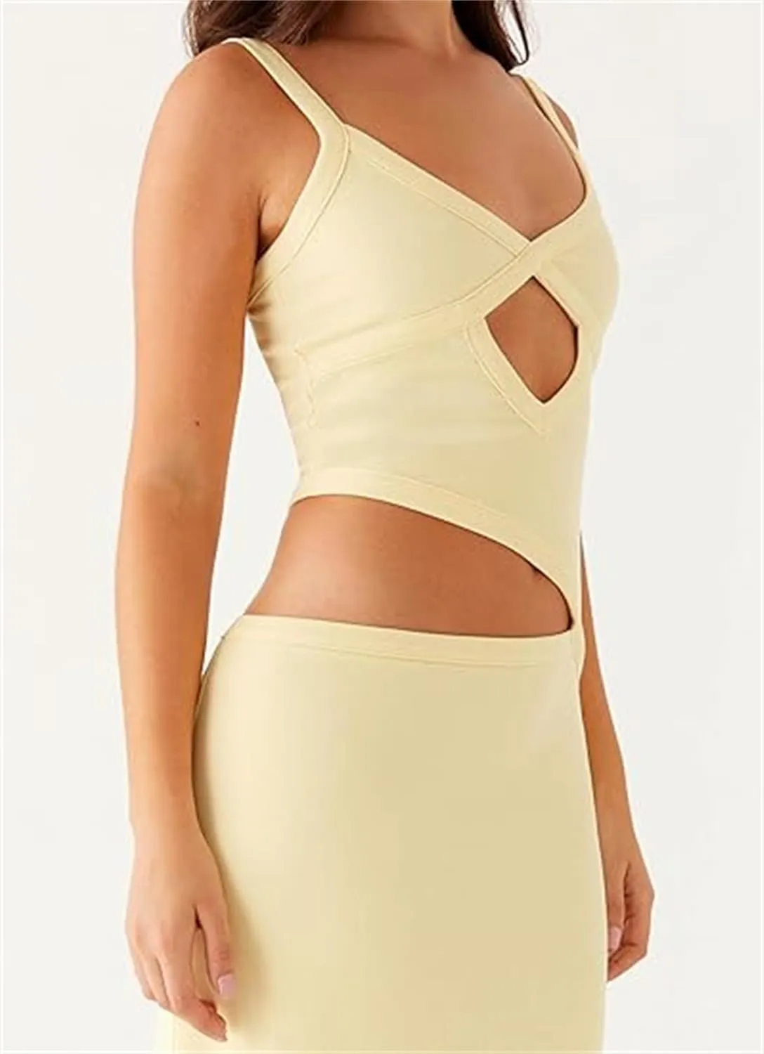Thopavenoir Women's Sexy Cut Out Maxi Dress Backless Sleeveless Slip Dresses Elegant Bodycon Long Dress Cocktail Partywear
