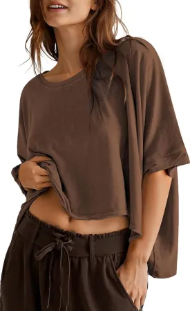 UEU Womens Summer Oversized Tops Casual Loose Crop T Shirts Crewneck Basic Boxy Tee Shirt Trendy Outfits Blouse