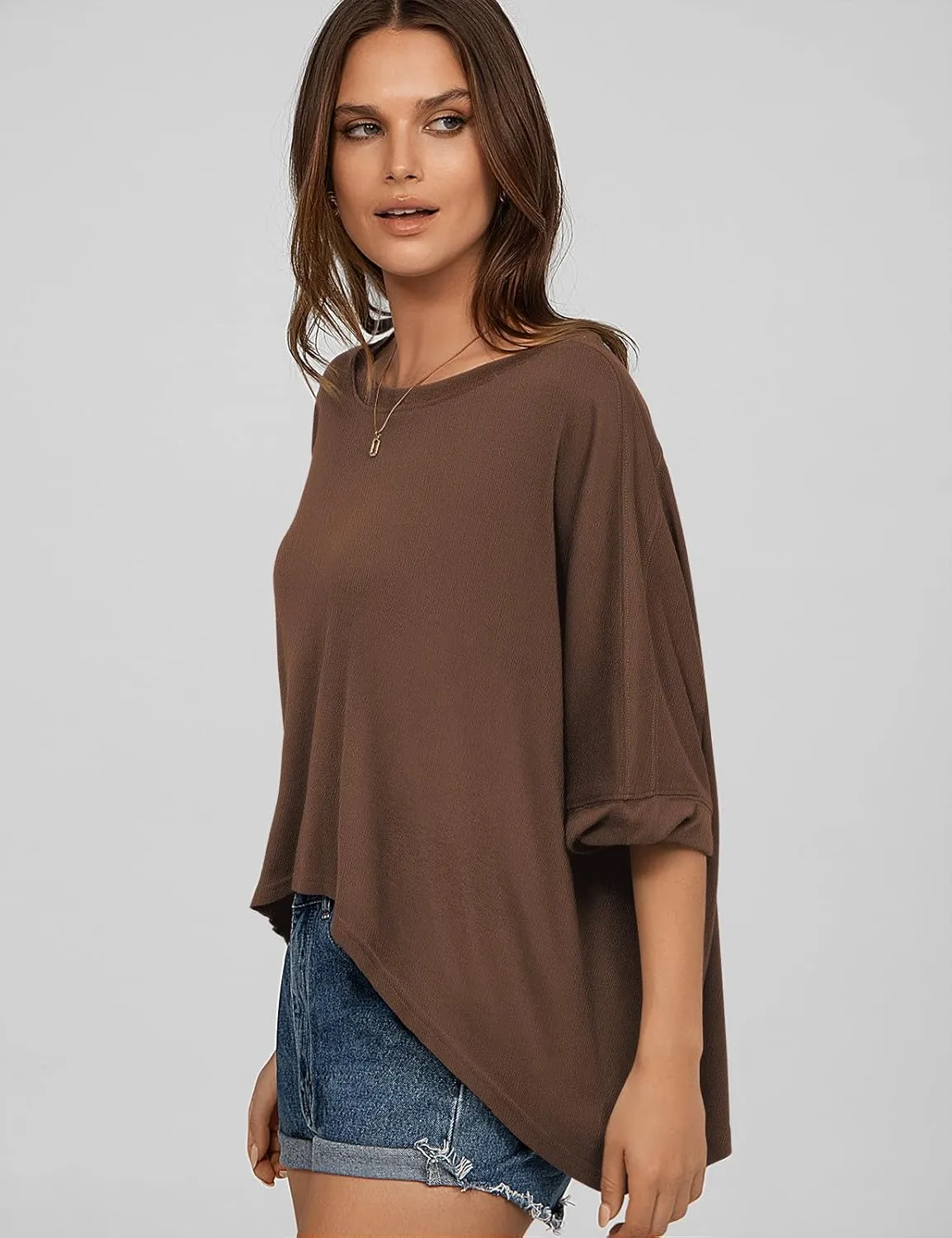 UEU Womens Summer Oversized Tops Casual Loose Crop T Shirts Crewneck Basic Boxy Tee Shirt Trendy Outfits Blouse