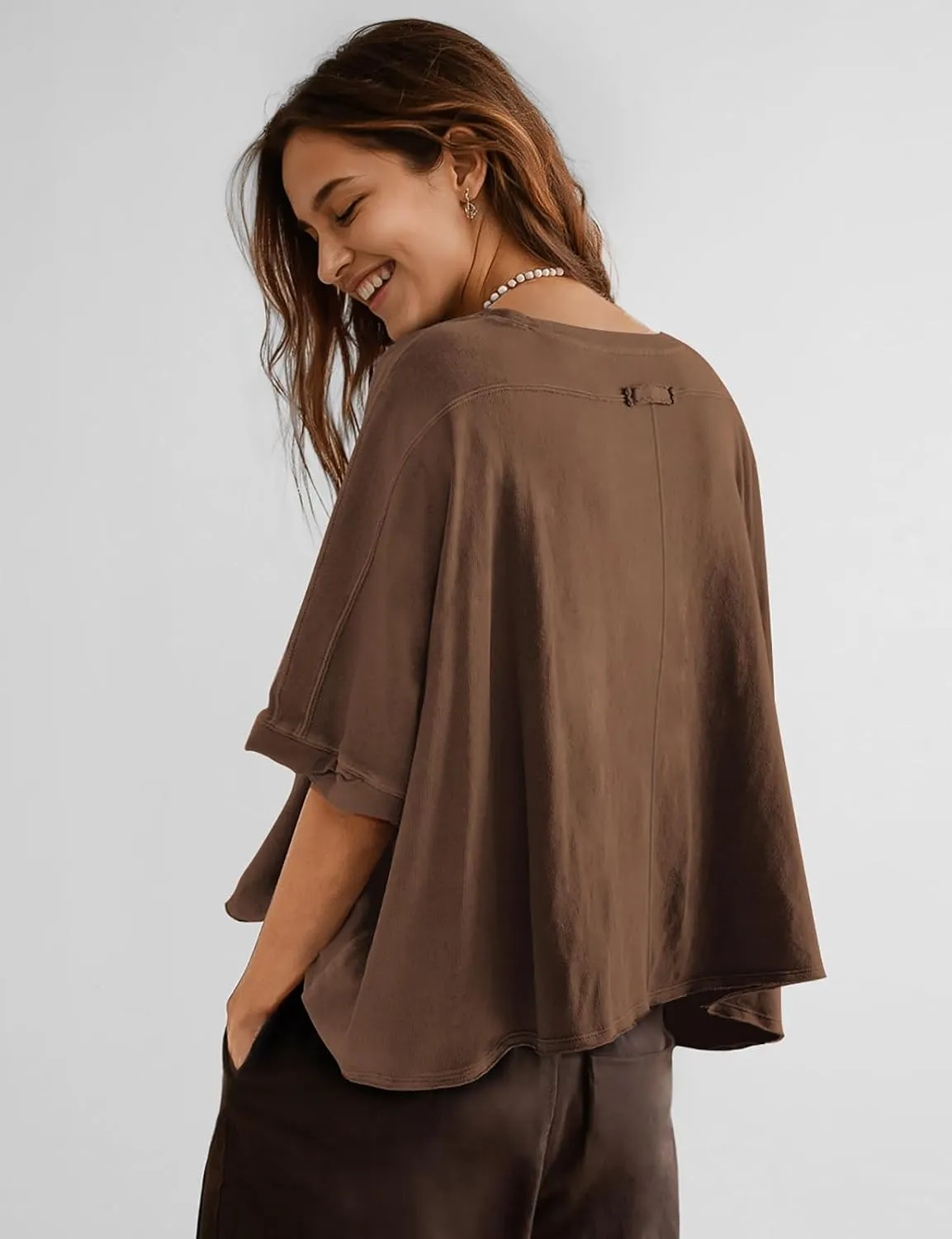 UEU Womens Summer Oversized Tops Casual Loose Crop T Shirts Crewneck Basic Boxy Tee Shirt Trendy Outfits Blouse