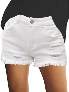 Utyful Women's Casual Summer Ripped Washed Distressed Stretch Denim Jean Shorts