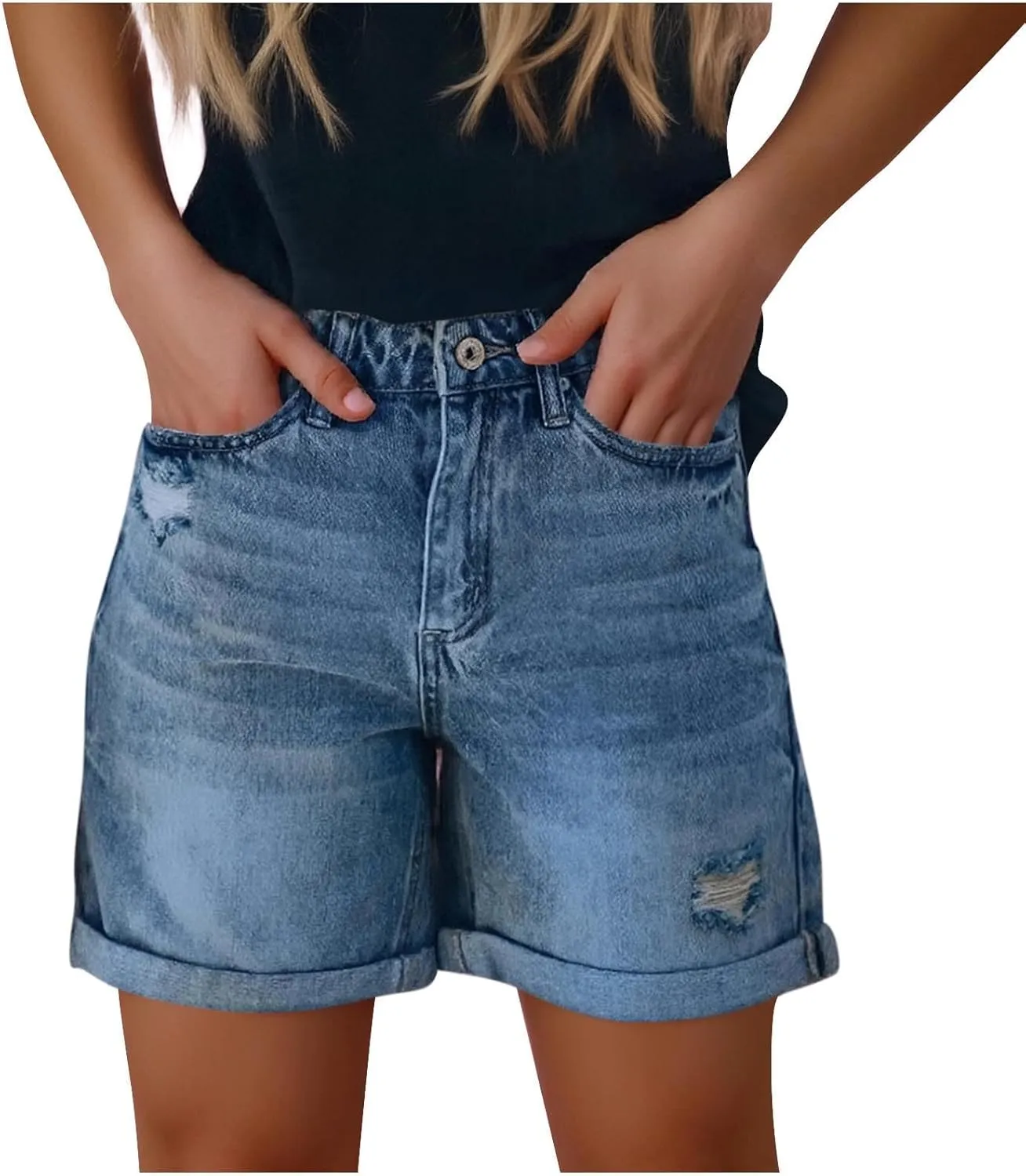 Womens Denim Shorts High Waisted Summer Beach Hot Short Jeans Fashion Ripped Stretchy Cuffed Hem Jean Shorts 2025