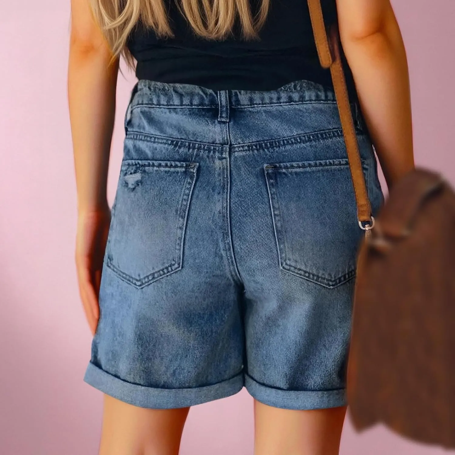 Womens Denim Shorts High Waisted Summer Beach Hot Short Jeans Fashion Ripped Stretchy Cuffed Hem Jean Shorts 2025