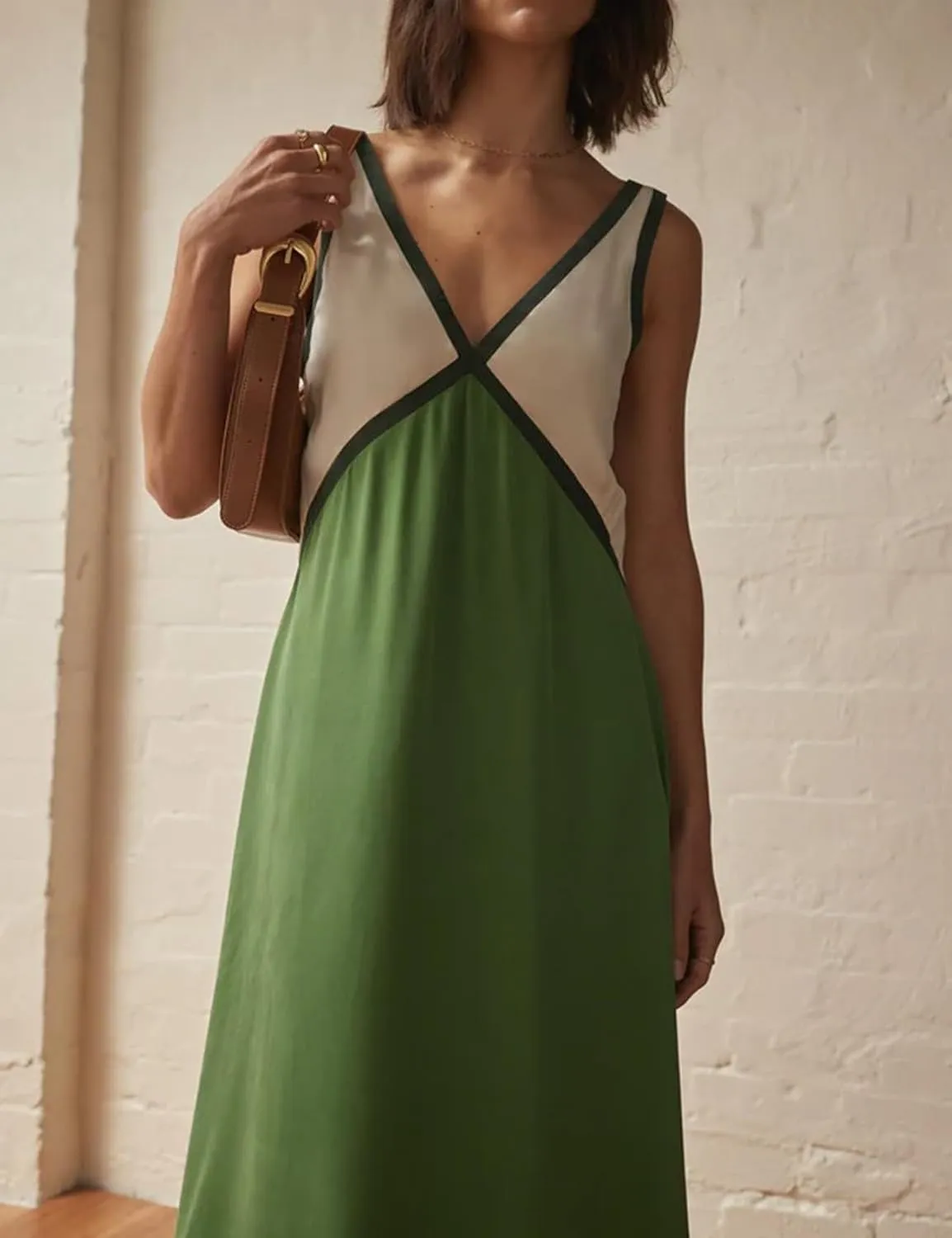 Womens Summer Color Block Satin Dress Loose V Neck Contrast Patchwork Flowy Beach Vacation Long Tank Maxi Dresses