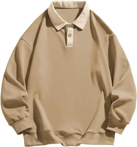 ZAFUL Men's Long Sleeve Polo Shirts Color Spliced Polo Collar Sweatshirt Casual Golf Patchwork Shirts Tops